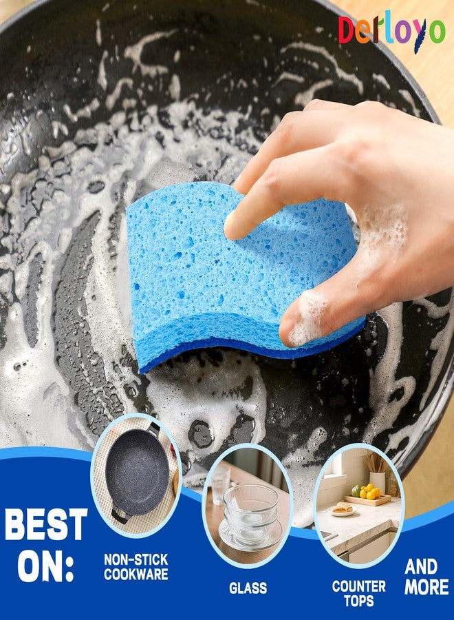 derloyo 12 Count Non-Scratch Dish Sponges Kitchen, Long Lasting Cleaning Sponges for Dishes,Dual Sided Kitchen Sponges, Cleans Fast Without Scratching, Easy to Dry and Reusable-Blue - Image 5